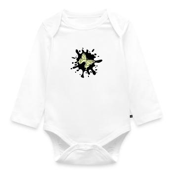 Papillon éclaboussure de couleur - Body Bébé bio manches longues - blanc - Devant