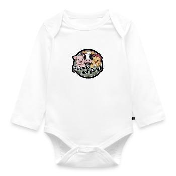 Vegetarier Vegetarierin Vegan Veganer süße Tiere - Baby Bio-Langarm-Body - Weiß - Vorne
