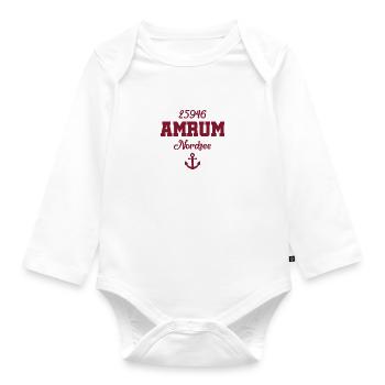 Amrum - 25946 - Nordsee Insel - Baby Bio-Langarm-Body - Weiß - Vorne