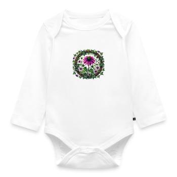 Échinacée pourpre - Body Bébé bio manches longues - blanc - Devant