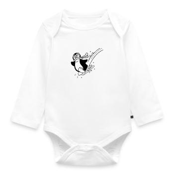 Penguin Fun Coloring for Kids Clothing - Organic Longsleeve Baby Bodysuit - white - Front