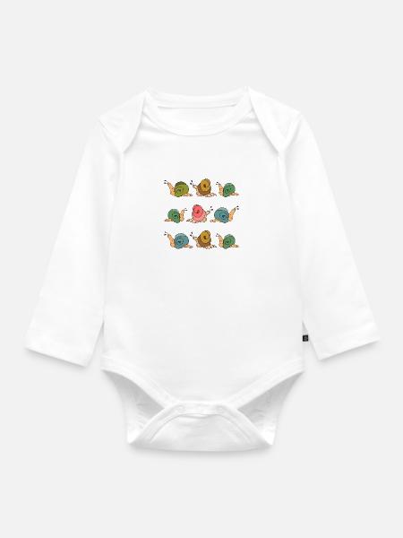 Schnecken - Baby Bio-Langarm-Body - Weiß