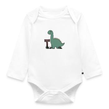 Dino Liam - Baby Bio-Langarm-Body - Weiß - Vorne