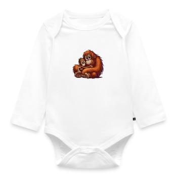 Mère orang-outan avec enfant - Body Bébé bio manches longues - blanc - Devant