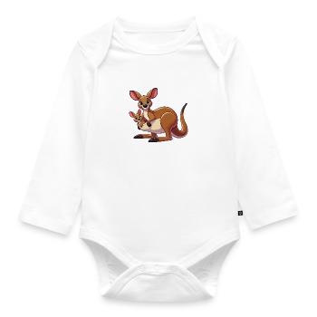 Kangaroo mother with child - Organic Longsleeve Baby Bodysuit - white - Front