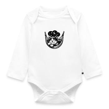 Petit chat endormi dans un hamac - Body Bébé bio manches longues - blanc - Devant