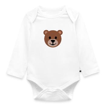 Teddy Face Brown | ~NU relations | Vector - Organic Longsleeve Baby Bodysuit - white - Front