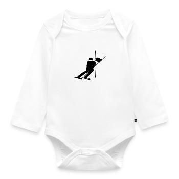 Slalom Ski (1c) - Baby Bio-Langarm-Body - Weiß - Vorne