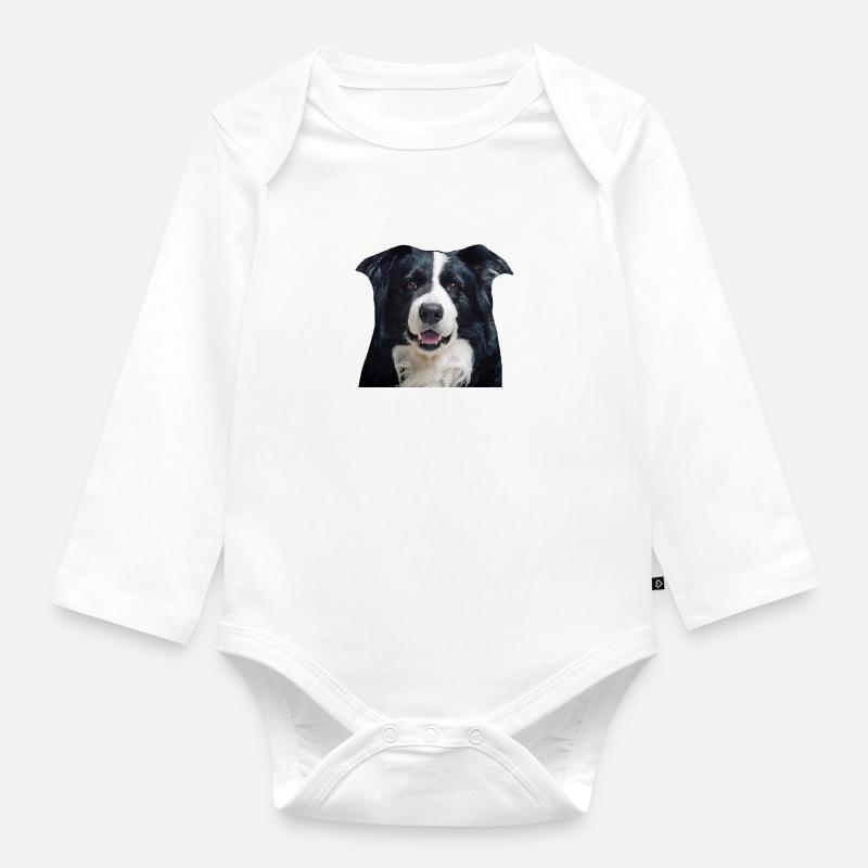 Border Collie - Body Bébé bio manches longues - blanc