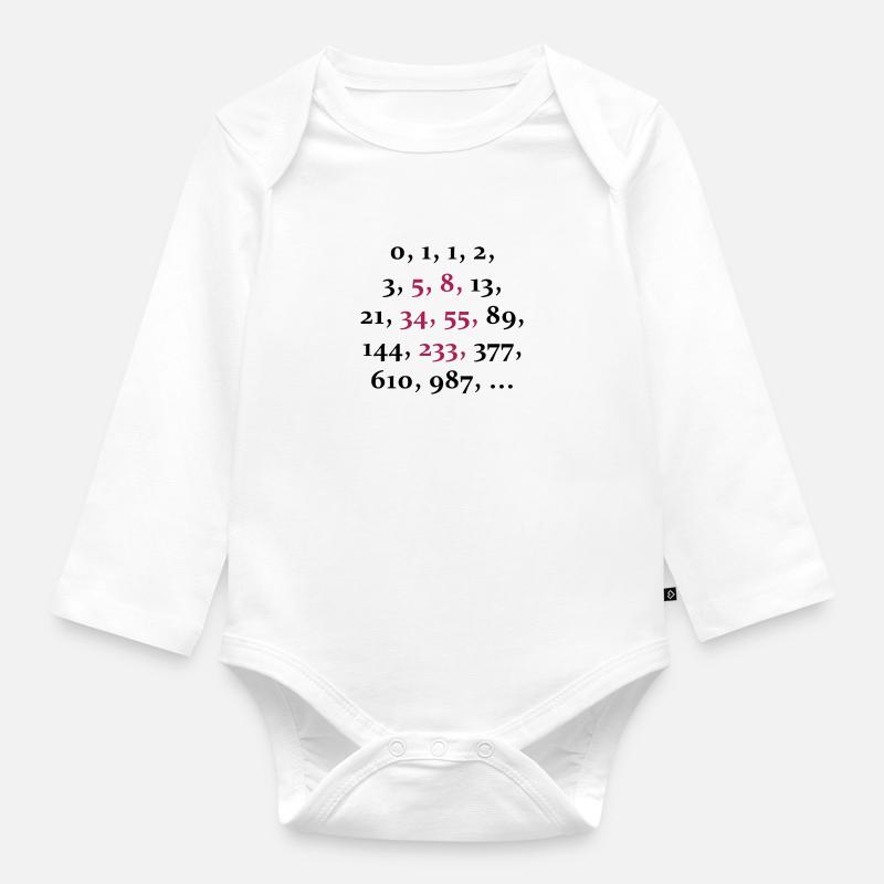 fibonacci sequence (2c) - Organic Longsleeve Baby Bodysuit - white