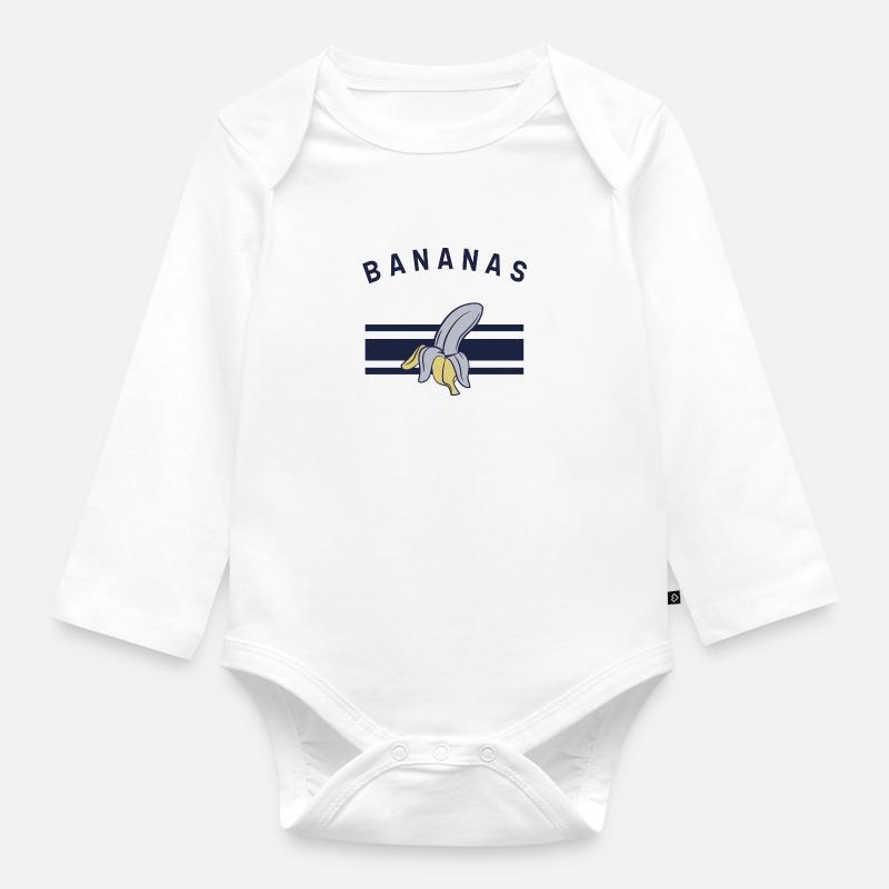 bananes - Body Bébé bio manches longues - blanc