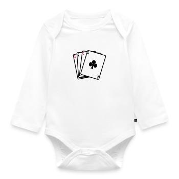 Poker - Karten - Baby Bio-Langarm-Body - Weiß - Vorne