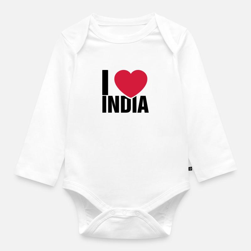 J'adore l'Inde - Body Bébé bio manches longues - blanc
