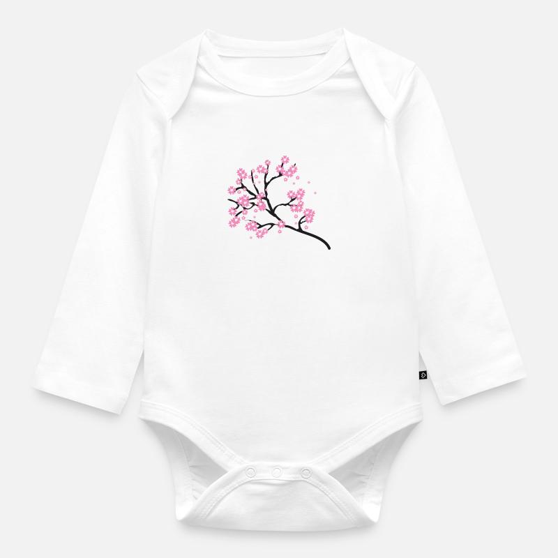 fleurs de cerisier - Body Bébé bio manches longues - blanc