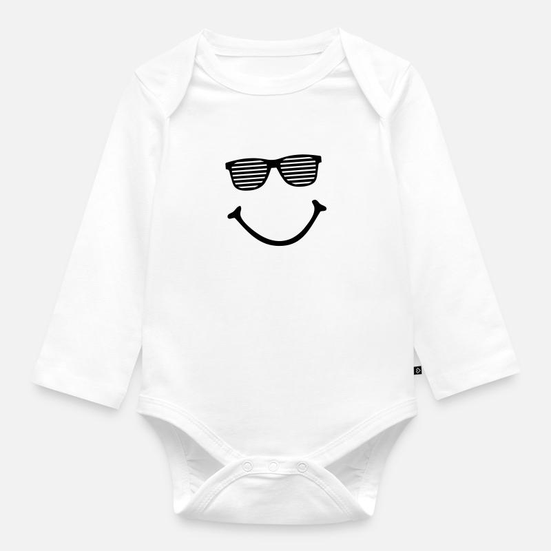 Smiley - Organic Longsleeve Baby Bodysuit - white