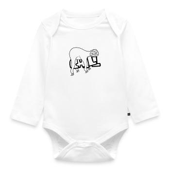 chill sloth relax muede chillen haengen sc - Organic Longsleeve Baby Bodysuit - white - Front