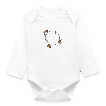 kugel ball tragen schleppen gross schwer mann figu - Baby Bio-Langarm-Body - Weiß - Vorne