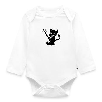 Smile evil with trident - Organic Longsleeve Baby Bodysuit - white - Front