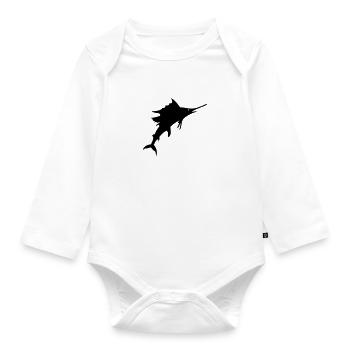 Big Game Fishing Schwertfisch, Hochsee-Sportfische - Baby Bio-Langarm-Body - Weiß - Vorne