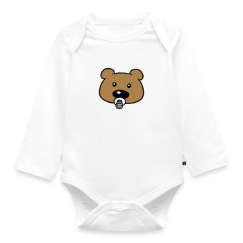 bébé en peluche visage tête sucette suesser petit - Body Bébé bio manches longues - blanc - Devant