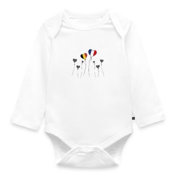 Drapeaux Français et Belge France Belgique coeur - Body Bébé bio manches longues - blanc - Devant