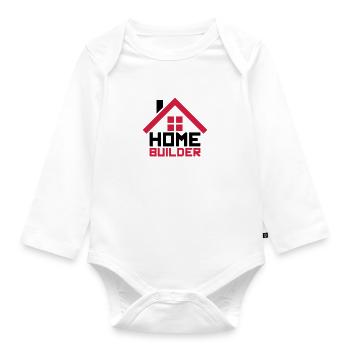 home home builder house build building logo de - Organic Longsleeve Baby Bodysuit - white - Front