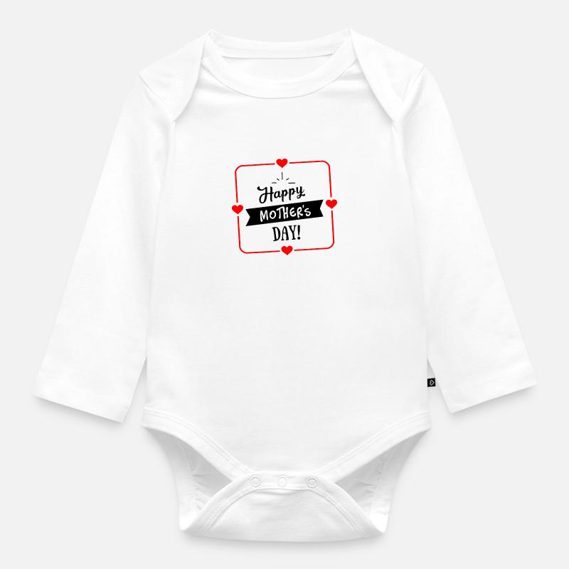 Muttertag, Muttertagsherz, T-Shirt zum Muttertag - Baby Bio-Langarm-Body - Weiß