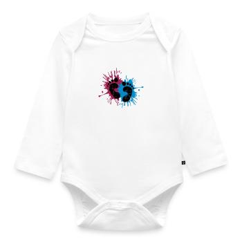 Ink baby feet - Organic Longsleeve Baby Bodysuit - white - Front