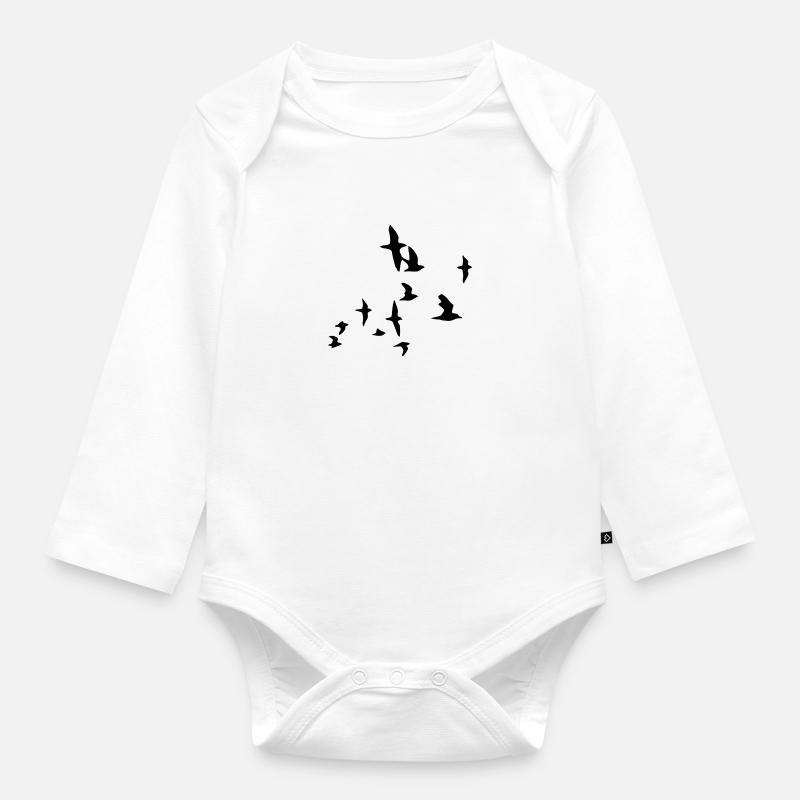 bluearc - birds - Baby Bio-Langarm-Body - Weiß