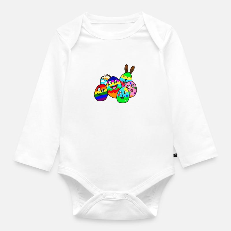 design coloré de Pâques - Body Bébé bio manches longues - blanc