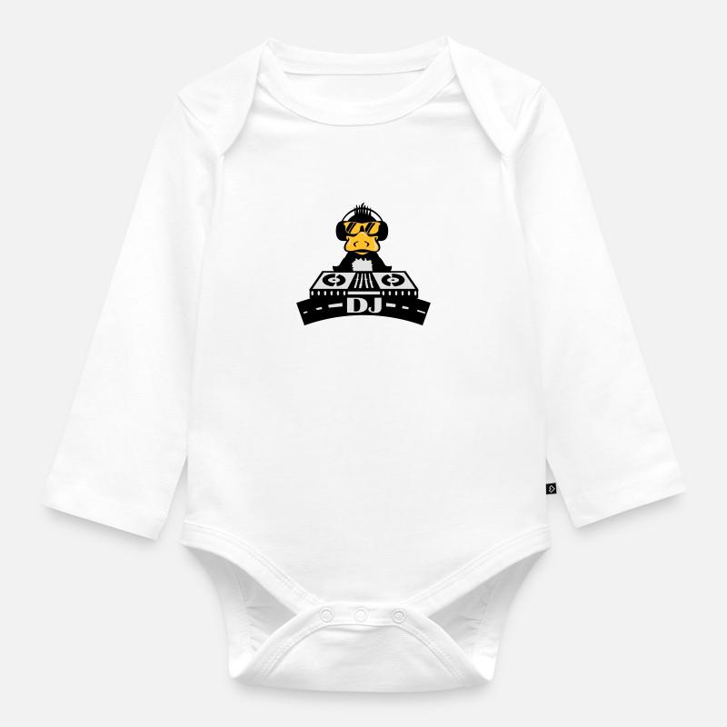 Duck DJ - Body Bébé bio manches longues - blanc