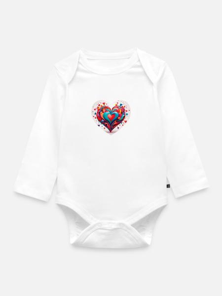 Corazón con formas - Langærmet babybody, økologisk bomuld - hvid