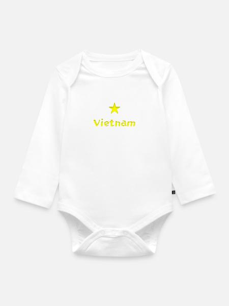 Vietnam Flagge Design - Baby Bio-Langarm-Body -