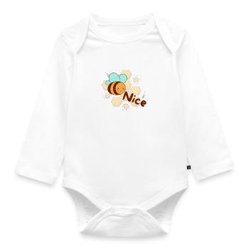 Bee Nice - Baby Bio-Langarm-Body - Weiß - Vorne