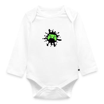 Gamer Gamepad Blobs - Organic Longsleeve Baby Bodysuit - white - Front