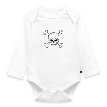 CROSSED SKULL - 2C (W) - Organic Longsleeve Baby Bodysuit - white - Front