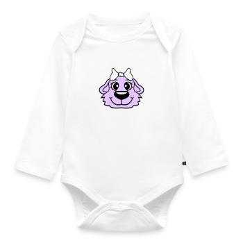 Dog Face Girl Cute Bow Female Woman - Organic Longsleeve Baby Bodysuit - white - Front