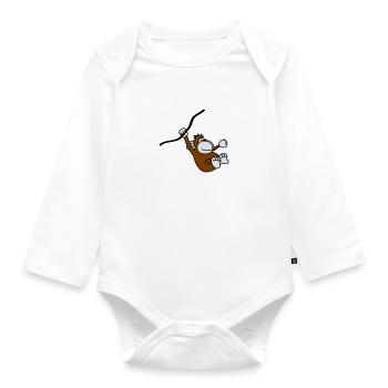monkey - Baby Bio-Langarm-Body - Weiß - Vorne