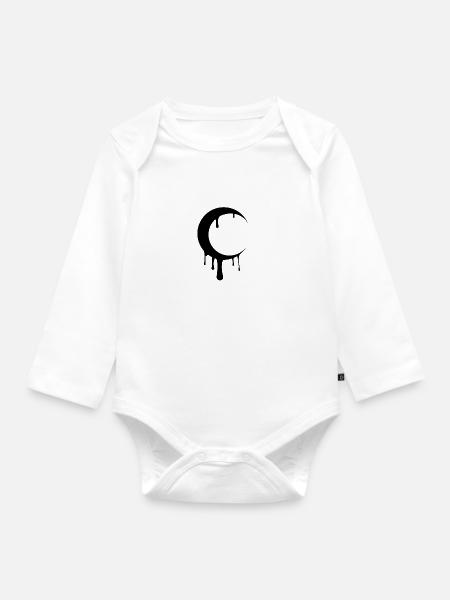 Verschwommen Mond - Baby Bio-Langarm-Body - Weiß