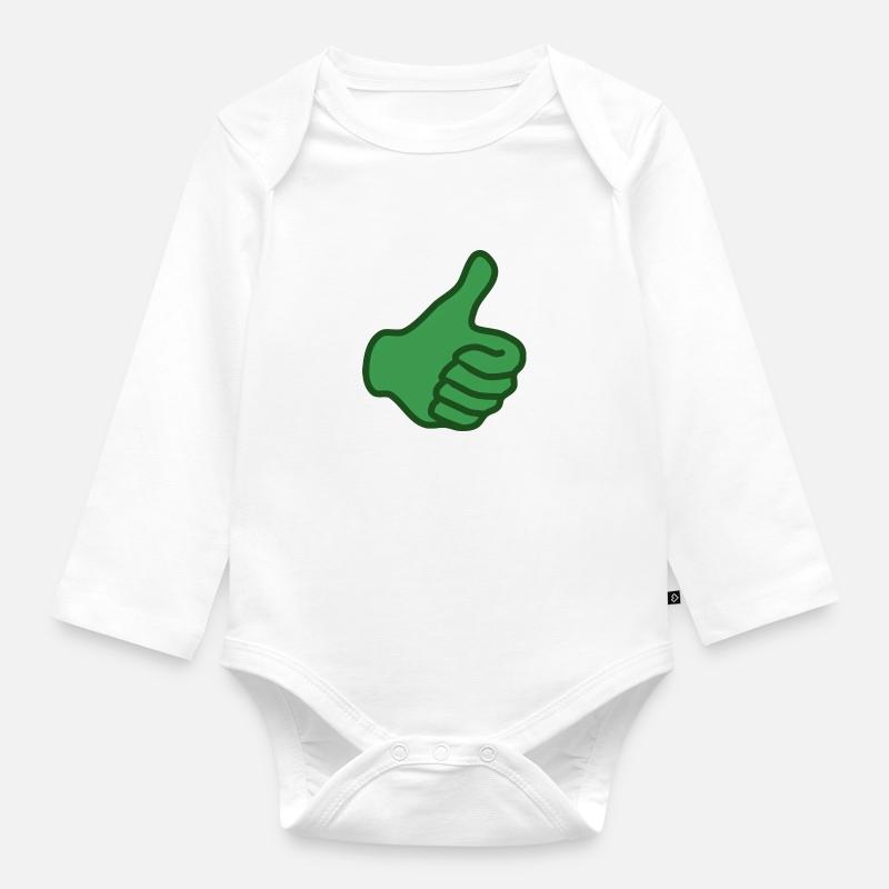 pouce vert - Body Bébé bio manches longues - blanc