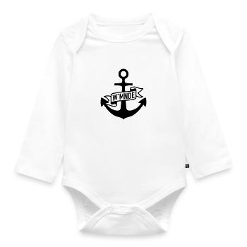 W'MNDE mein Heimat Hafen - Baby Bio-Langarm-Body - Weiß - Vorne