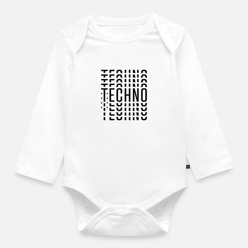 TECHNO - Body Bébé bio manches longues - blanc