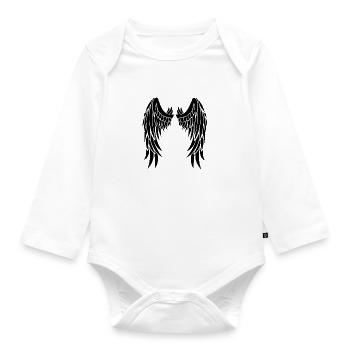 ailes noir - Body Bébé bio manches longues - blanc - Devant