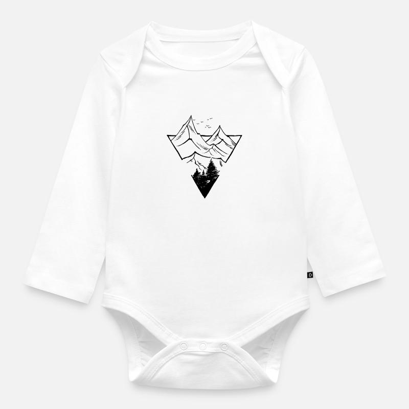 Triangle, montagnes et forêts - Body Bébé bio manches longues - blanc