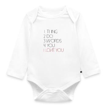 quotes love saying Valentine's Day love font - Organic Longsleeve Baby Bodysuit - white - Front