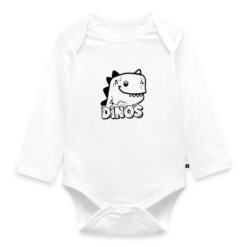 Dinosaure Trex mignon pour enfants - Body Bébé bio manches longues - blanc - Devant