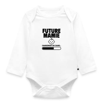 Annonce grossesse Future mamie Bientôt grand-mère - Body Bébé bio manches longues - blanc - Devant