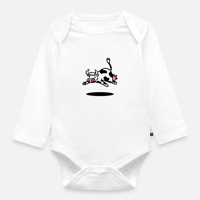 cow - Organic Longsleeve Baby Bodysuit - white