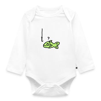 Fish fish hook - Organic Longsleeve Baby Bodysuit - white - Front