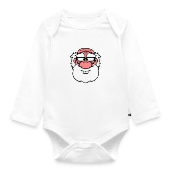 opa alt grossvater papa hornbrille bart nerd geek - Baby Bio-Langarm-Body - Weiß - Vorne